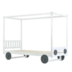 Merax Kinderbett 90x200cm Autobett Mit Lattenrost Und Rädern, Abnehmbarer Rahmen, Rahmen Aus Kiefer, Einzelbett Jungenbett Babybett Für Mädchen Und Jungen, Weiß -Babyfreude Deutschland Verkaufs-Shop dcc930d630fa78e27ba2742e92e658df