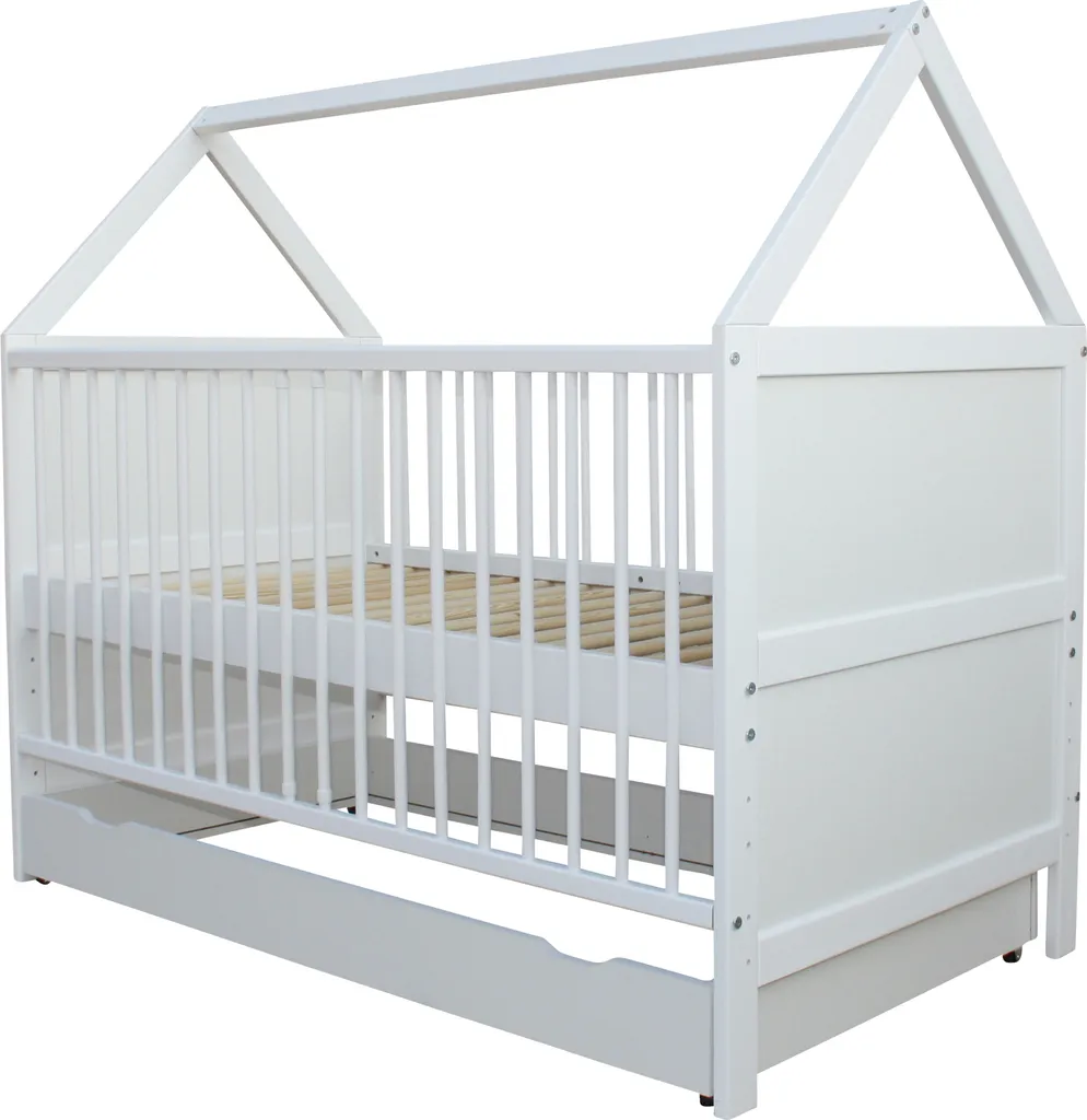 Babybett Kinderbett Bett Haus 140x70 Cm Mit Matratze Schublade Weiss 0 Bis 6 Jahre 6 Babybett Kinderbett Bett Haus 140x70 Cm Mit Matratze Schublade Weiss 0 Bis 6 Jahre – Bild 6