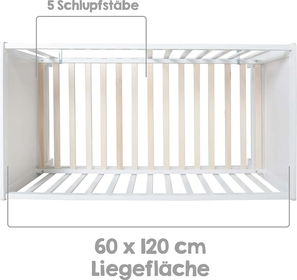 Roba Beistellbett, Weiß, Höhenverstellbar, 5 Schlupfsprossen, Inkl. Lattenrost, 60 X 120 Cm 7 Roba Beistellbett, Weiß, Höhenverstellbar, 5 Schlupfsprossen, Inkl. Lattenrost, 60 X 120 Cm – Bild 7