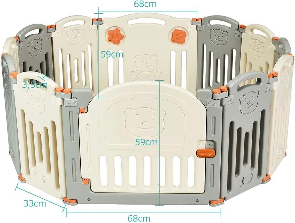 COSTWAY Laufgitter Laufstall Baby, Absperrgitter Aus Kunststoff, Krabbelgitter Faltbar, Spielzaun Fuer Kinder, Schutzgitter Mit Tuer Und Spielzeugboard 5 COSTWAY Laufgitter Laufstall Baby, Absperrgitter Aus Kunststoff, Krabbelgitter Faltbar, Spielzaun Fuer Kinder, Schutzgitter Mit Tuer Und Spielzeugboard – Bild 5