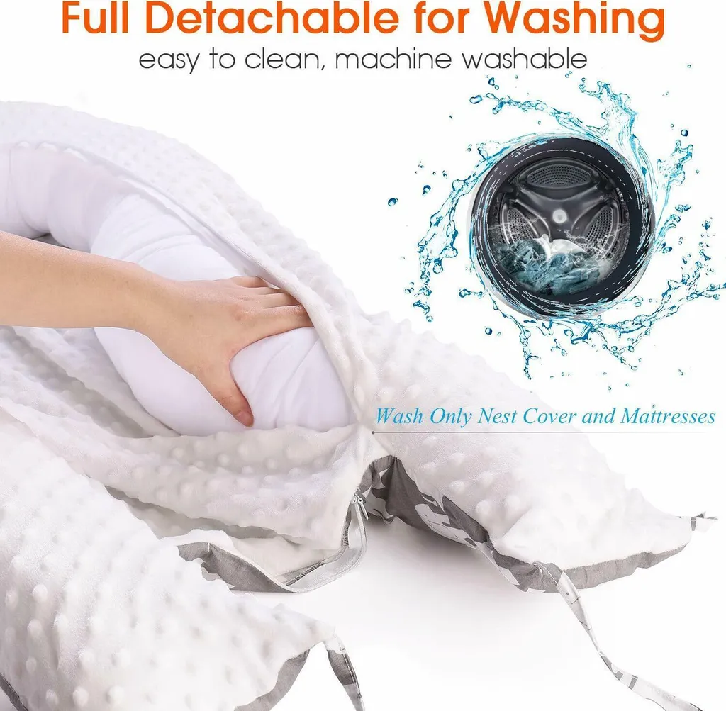 Topchances Kuschelnest Babynest Multifunktionales Nest Für Babys Säuglinge Reisebett, 100% Baumwolle Bionic Bett, Für 0-24 Monate Baby Und Säuglinge (Grau/Elefant) 8 Topchances Kuschelnest Babynest Multifunktionales Nest Für Babys Säuglinge Reisebett, 100% Baumwolle Bionic Bett, Für 0-24 Monate Baby Und Säuglinge (Grau/Elefant) – Bild 8