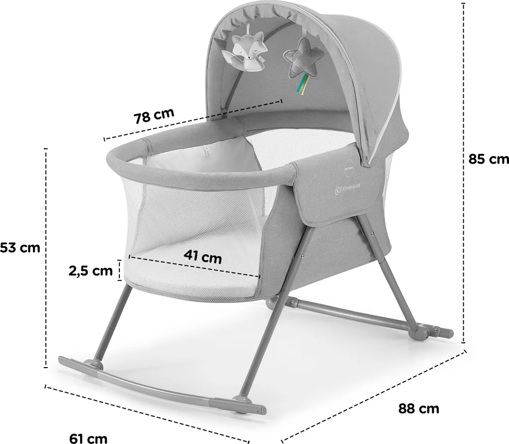 LOVI 3in1-Kinderbett Von Kinderkraft Grau 3 LOVI 3in1-Kinderbett Von Kinderkraft Grau – Bild 3