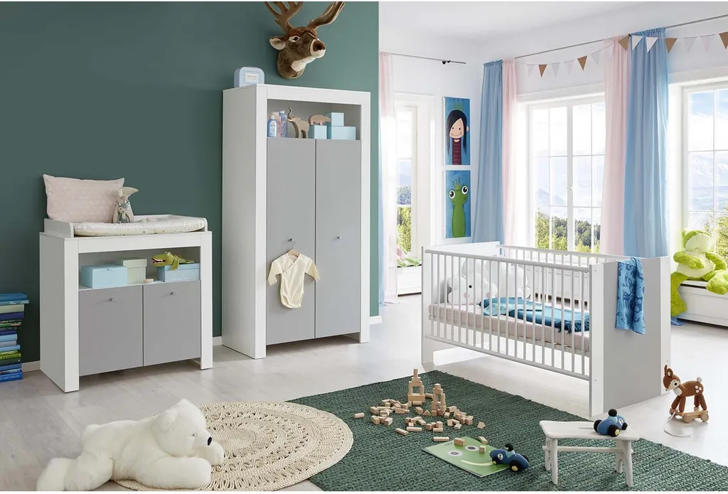 Trendteam Babyzimmer 4-teilige Kombination Pia Weiß Melamin/Lichtgrau Melamin 1 Trendteam Babyzimmer 4-teilige Kombination Pia Weiß Melamin/Lichtgrau Melamin