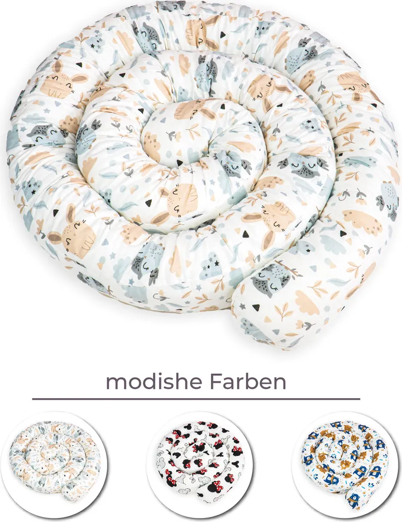 Bettschlange 150 Cm Nestchenschlange Für Baby Bettrolle 1,5m Bettumrandung Babybettschlange Baumwolle Eulen Und Hasen 3 Bettschlange 150 Cm Nestchenschlange Für Baby Bettrolle 1,5m Bettumrandung Babybettschlange Baumwolle Eulen Und Hasen – Bild 3