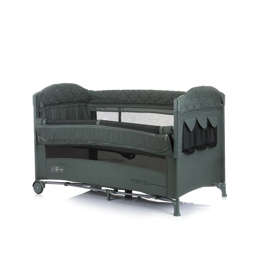 Chipolino Reisebett Merida Leinen, Aufbewahrungstasche, Zwei Ebenen, Matratze Dunkelgrün 5 Chipolino Reisebett Merida Leinen, Aufbewahrungstasche, Zwei Ebenen, Matratze Dunkelgrün – Bild 5
