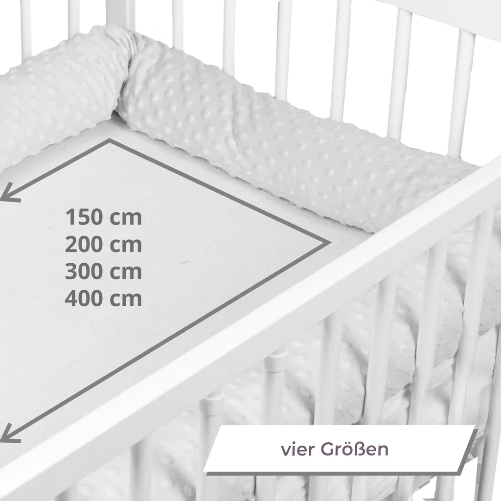 Bettschlange 4 M Nestchenschlange Bettrolle Bettumrandung Babybettschlange Babybett Umrandungen Babynestchen Für Kinderbett (Hellgrau Minky, 400 Cm) 8 Bettschlange 4 M Nestchenschlange Bettrolle Bettumrandung Babybettschlange Babybett Umrandungen Babynestchen Für Kinderbett (Hellgrau Minky, 400 Cm) – Bild 8