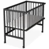 Sämann Beistellbett Premium 90x55 Cm Mit Matratze, Schwarz 4 In 1 Umbaubar Mit Umbauseite