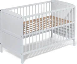 Babybett Kinderbett Kombi-Bett NELE 2 In 1 Umbaubar Weiß Mit MATRATZE