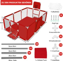 Laufstall Baby Laufgitter Schutzgitter Mit Basketball Box, Fußballbox Und Atmungsaktivem Netz, Stabiler Absperrgitter Für Kinder, Rot, 180x122cm -Babyfreude Deutschland Verkaufs-Shop f20e62c4e6829d8fc52a81ea85b9a242