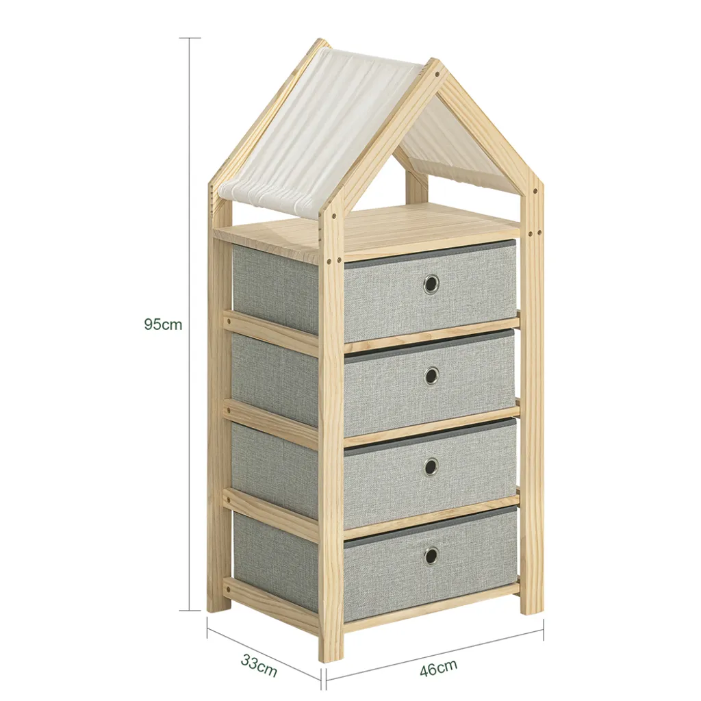 SoBuy STR08-N Aufbewahrungsregal Kinderzimmerregal Standregal Mit Schubladen Stoffkommode Schubladenschrank In Hausform BHT Ca: 46x95x33cm 4 SoBuy STR08-N Aufbewahrungsregal Kinderzimmerregal Standregal Mit Schubladen Stoffkommode Schubladenschrank In Hausform BHT Ca: 46x95x33cm – Bild 4