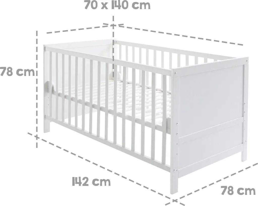Roba Kombi-Kinderbettset 'Sterne Grau', 70x140 Cm, Weiß, Umbaubar Zum Juniorbett 5 Roba Kombi-Kinderbettset 'Sterne Grau', 70x140 Cm, Weiß, Umbaubar Zum Juniorbett – Bild 5
