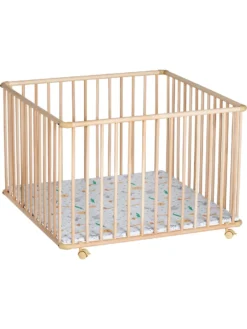 Schardt Möbel Laufgitter Basic 100x100 Cm Natur, Massivholz Buche, Folie Zootiere Laufgitter Babys 1. Jahr Laufgitter