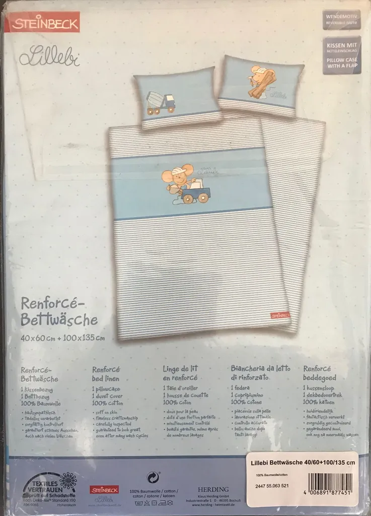 Herding Baby Bettwäsche Lillebi Blau 100 X 135 Cm 40 X 60 Cm 4 Herding Baby Bettwäsche Lillebi Blau 100 X 135 Cm 40 X 60 Cm – Bild 4