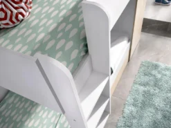 Etagenbett Ausziehbett Mit Stauraum + Matratzen - 3x 90 X 190 Cm - Weiß & Naturfarben - ANTHONY