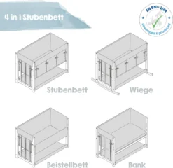 Roba Stubenbett 4 In 1, Beistellbett ‚Adam & Eule‘, Babybett, Wiege & Kinderbank, Weiß 16 Roba Stubenbett 4 In 1, Beistellbett ‚Adam & Eule‘, Babybett, Wiege & Kinderbank, Weiß -Babyfreude Deutschland Verkaufs-Shop f88cfef6996e77de2d1411a4cf1d084f