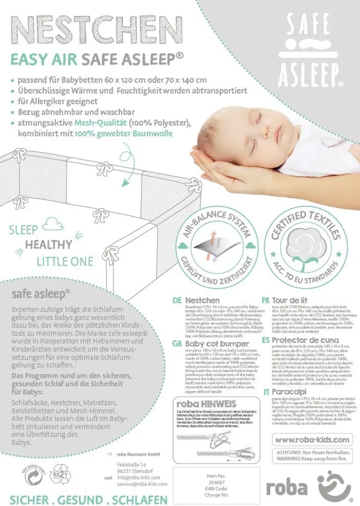 Roba Nestchen Safe Asleep® Easy Air 'miffy®', Luftzirkulierend, Nestchen Mit AIR-balance System 7 Roba Nestchen Safe Asleep® Easy Air 'miffy®', Luftzirkulierend, Nestchen Mit AIR-balance System – Bild 7