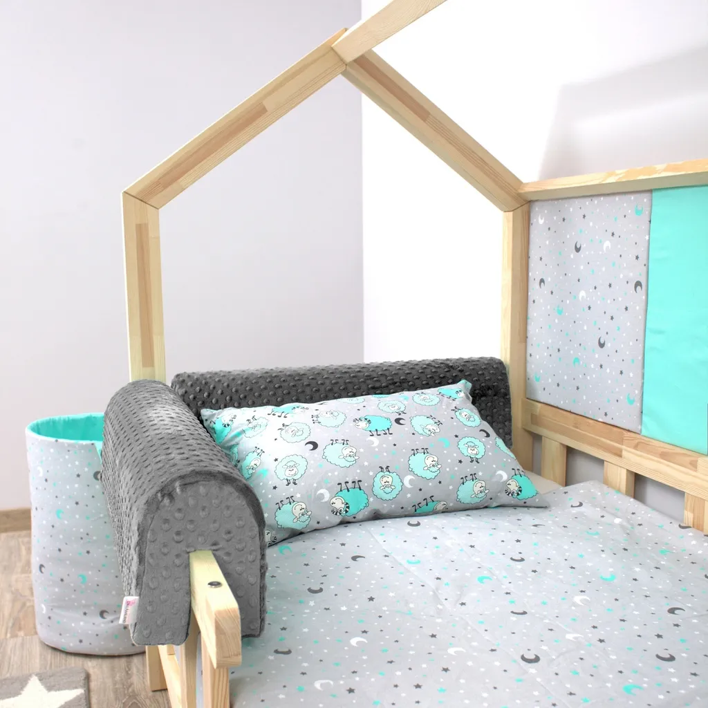 Bettkantenschutz Für Kinderbetten 70 Cm - Schutz Für Bettrahmen Kantenschutz Kinder Babybett Grau Minky 4 Bettkantenschutz Für Kinderbetten 70 Cm - Schutz Für Bettrahmen Kantenschutz Kinder Babybett Grau Minky – Bild 4