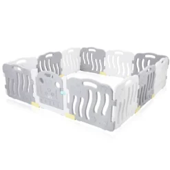 Baby Vivo Laufgitter Aus Kunststoff 12 Elemente Mit Tür In Grau / Weiß - Milo