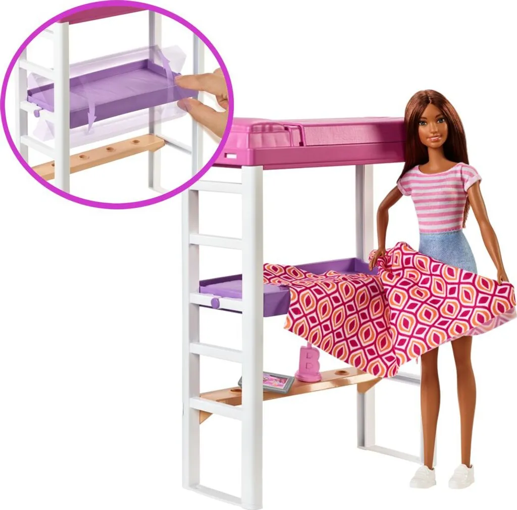 MATTEL Barbie Deluxe-Set Möbel Hochbett/Tisch Und Puppe 12 MATTEL Barbie Deluxe-Set Möbel Hochbett/Tisch Und Puppe – Bild 12